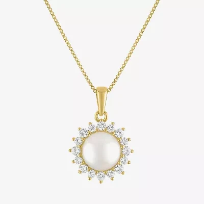 Womens White Cultured Freshwater Pearl 14K Gold Over Silver 18 Inch Pendant Necklace