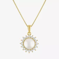 Womens White Cultured Freshwater Pearl 14K Gold Over Silver 18 Inch Pendant Necklace