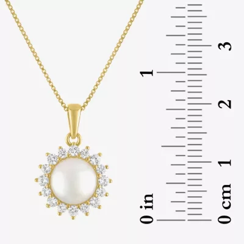 Womens White Cultured Freshwater Pearl 14K Gold Over Silver 18 Inch Pendant Necklace