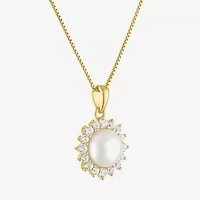 Womens White Cultured Freshwater Pearl 14K Gold Over Silver 18 Inch Pendant Necklace