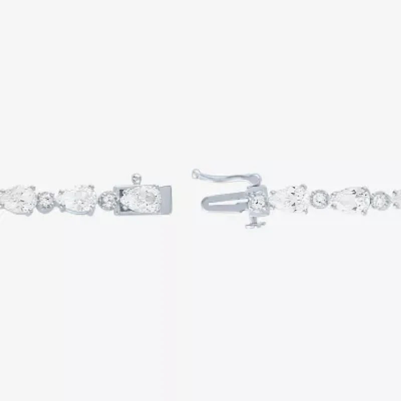 Womens Lab Created Sapphire Sterling Silver Inch Tennis Bracelet