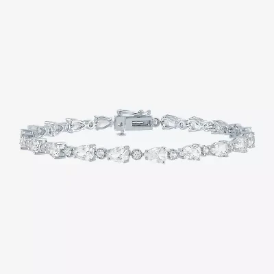 Womens Lab Created Sapphire Sterling Silver Inch Tennis Bracelet