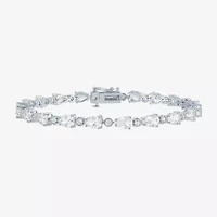 Womens Lab Created White Sapphire Sterling Silver 7.5 Inch Tennis Bracelet