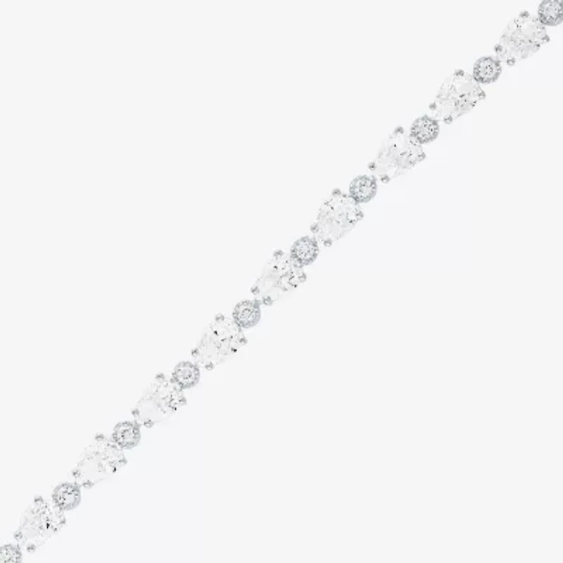 Womens Lab Created White Sapphire Sterling Silver 7.5 Inch Tennis Bracelet
