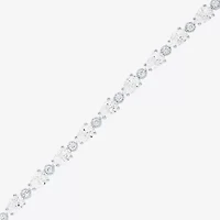 Womens Lab Created White Sapphire Sterling Silver 7.5 Inch Tennis Bracelet