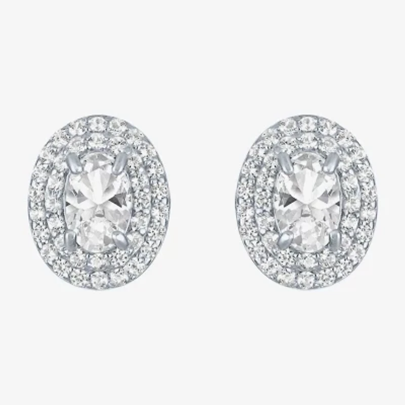 Lab Created White Sapphire Sterling Silver 10.2mm Stud Earrings