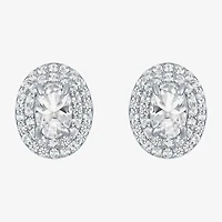 Lab Created White Sapphire Sterling Silver 10.2mm Stud Earrings