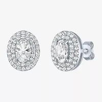 Lab Created White Sapphire Sterling Silver 10.2mm Stud Earrings