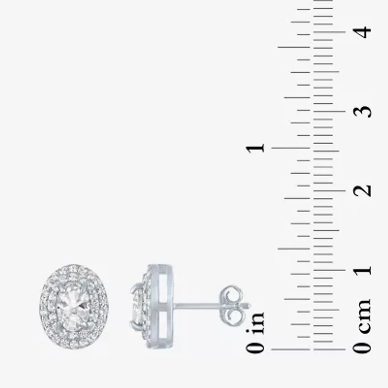 Lab Created White Sapphire Sterling Silver 10.2mm Stud Earrings