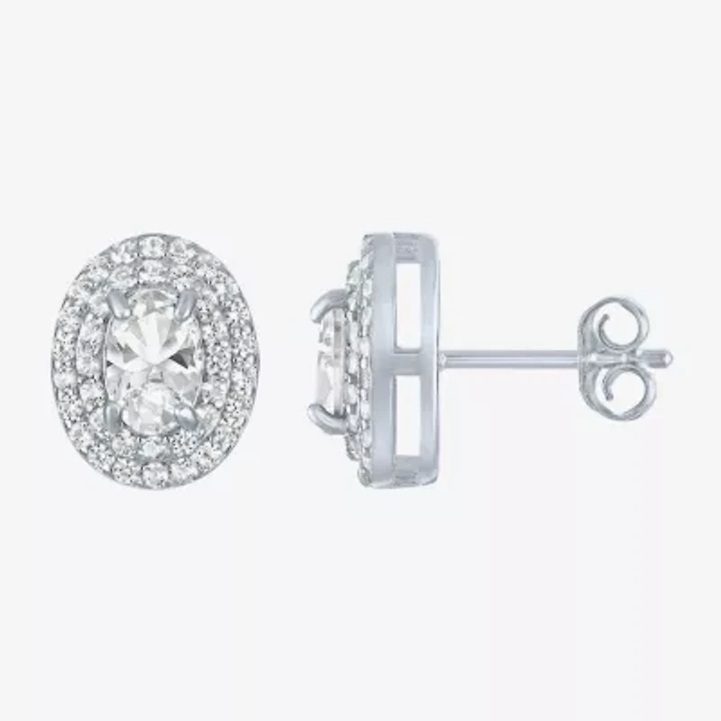 Lab Created White Sapphire Sterling Silver 10.2mm Stud Earrings
