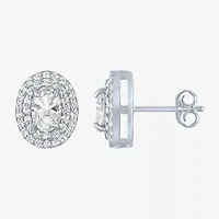 Lab Created White Sapphire Sterling Silver 10.2mm Stud Earrings