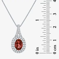 Gemstone & Lab-Created White Sapphire Sterling Silver Halo Pendant Necklace