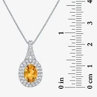 Gemstone & Lab-Created White Sapphire Sterling Silver Halo Pendant Necklace
