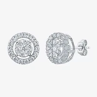 Diamond Blossom (G / Si2) 1 CT. T.W. Lab Grown White Diamond 10K White Gold 6.1mm Round Stud Earrings