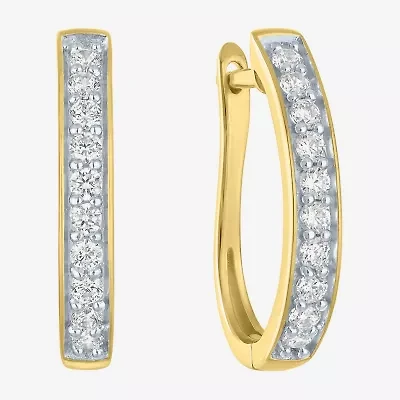 (I1-I2/G-H) Womens 1/2 CT. T.W. Lab Grown White Diamond 10K Gold 20.7mm Hoop Earrings