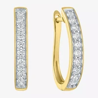 (I1-I2/G-H) Womens 1/2 CT. T.W. Lab Grown White Diamond 10K Gold 20.7mm Hoop Earrings