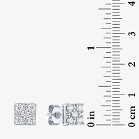 Diamond Blossom (G-H / I1-I2) 1/2 CT. T.W. Lab Grown White Diamond 10K White Gold Square Stud Earrings