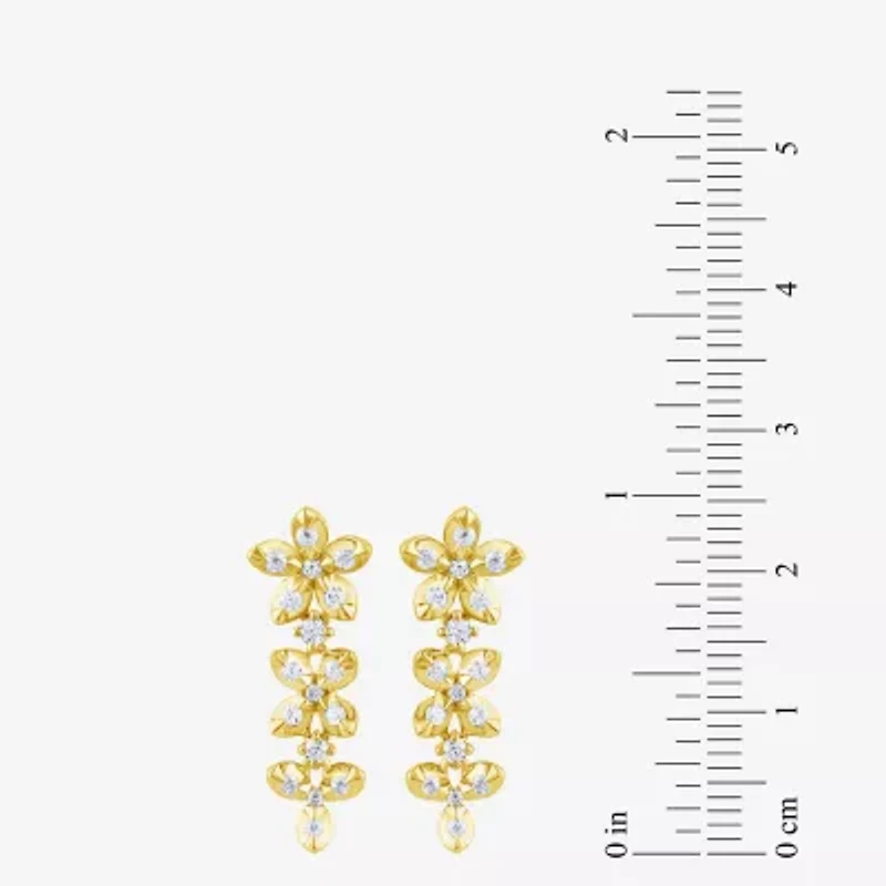 Diamond Blossom (G / Si2) Womens 1/2 CT. T.W. Lab Grown White Diamond 10K Gold Flower Drop Earrings