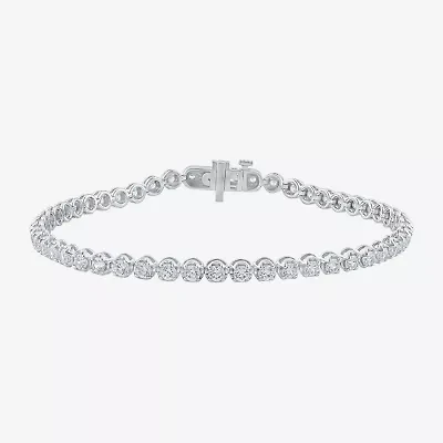 (I1/H-I) Womens 3 CT. T.W. Lab Grown White Diamond 10K Gold 7.25 Inch Tennis Bracelet