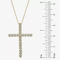 (G / Si2) Womens 1/2 CT. T.W. Lab Grown White Diamond 14K Gold Cross 18 Inch Pendant Necklace