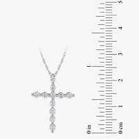 G / Si2) Womens 1/2 CT. T.W. Lab Grown White Diamond 14K Gold Cross 18 Inch Pendant Necklace