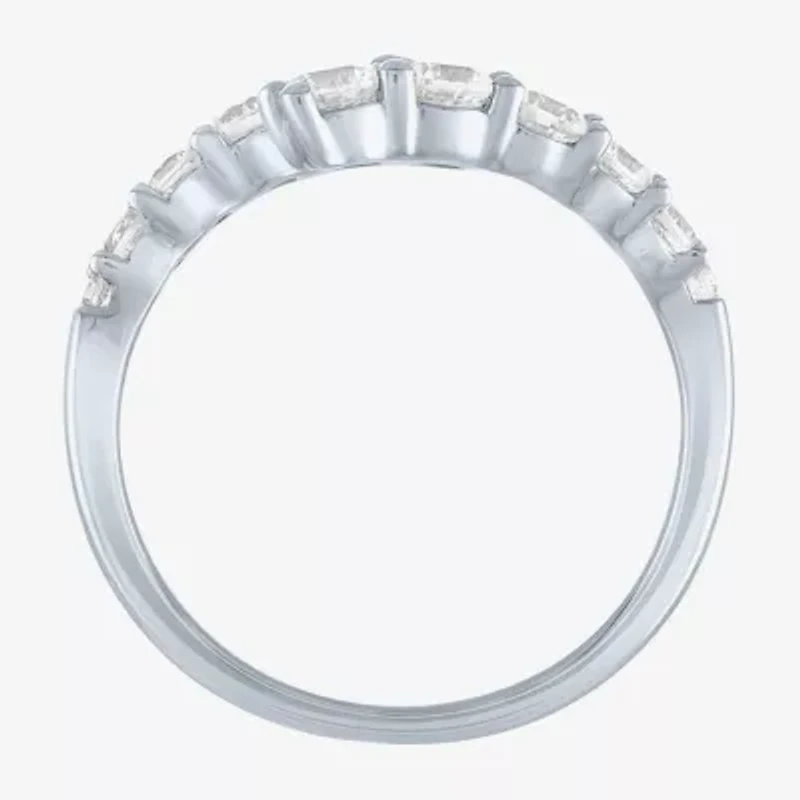Diamond Addiction (G-H / Si2-I1) Womens 1 CT. T.W. Lab Grown White 10K Gold Side Stone Bypass  Cocktail Ring
