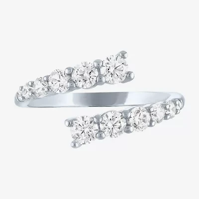 (G-H / Si2-I1) Womens 1 CT. T.W. Lab Grown White Diamond 10K Gold Bypass  Cocktail Ring