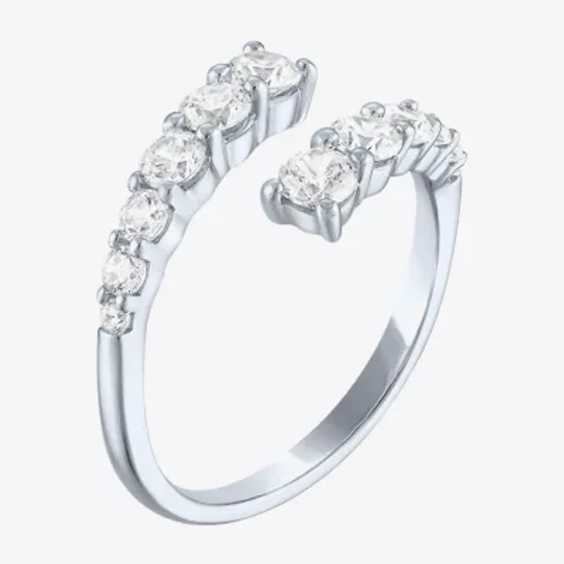 (G-H / Si2-I1) Womens 1 CT. T.W. Lab Grown White Diamond 10K Gold Bypass  Cocktail Ring