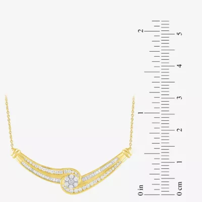 Diamond Blossom (G / Si2) Womens 2 CT. T.W. Lab Grown White Diamond 10K Gold Flower 18 Inch Pendant Necklace