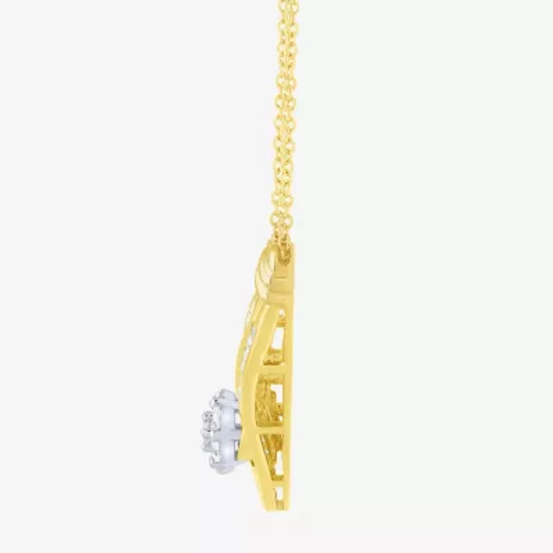 Diamond Blossom (G / Si2) Womens 2 CT. T.W. Lab Grown White Diamond 10K Gold Flower 18 Inch Pendant Necklace