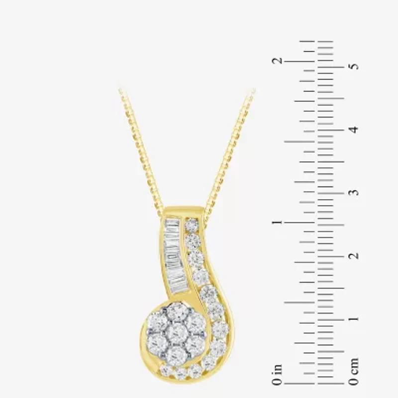 Diamond Blossom (G / Si2) Womens 2 CT. T.W. Lab Grown White Diamond 10K Gold Flower 18 Inch Pendant Necklace