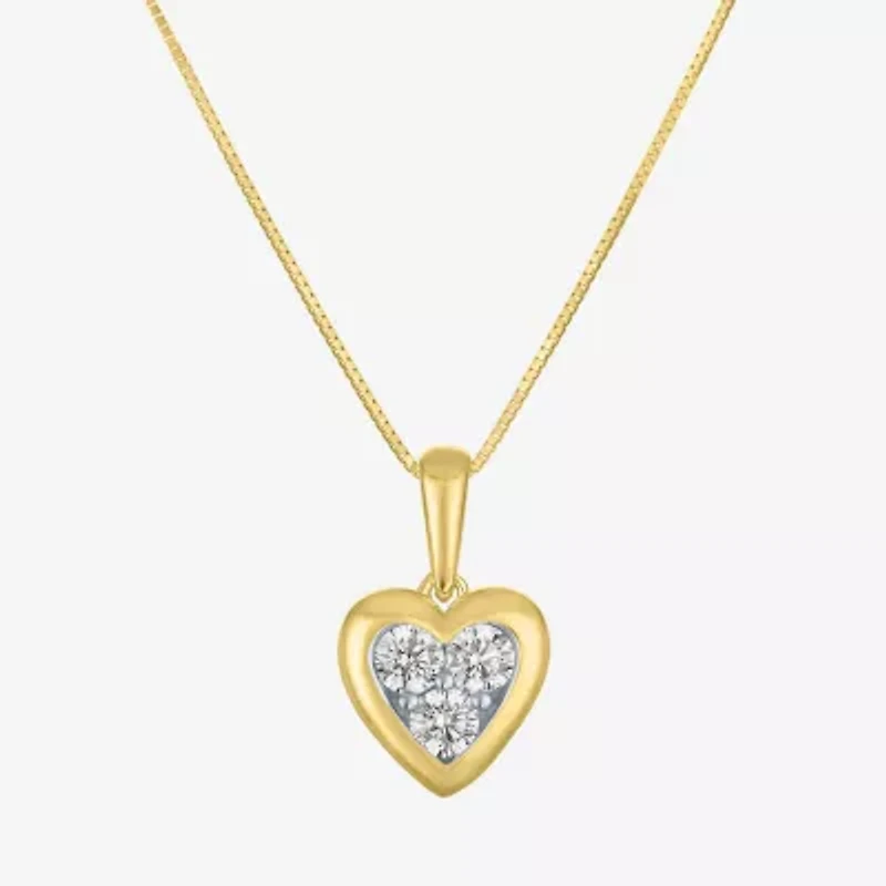 (G-H / Si2-I1) Womens 1/4 CT. T.W. Lab Grown White Diamond 10K Gold Heart 16 Inch Pendant Necklace