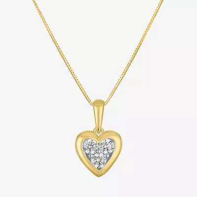 (G-H / Si2-I1) Womens 1/4 CT. T.W. Lab Grown White Diamond 10K Gold Heart 16 Inch Pendant Necklace