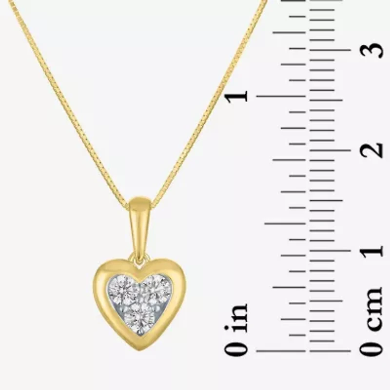 (G-H / Si2-I1) Womens 1/4 CT. T.W. Lab Grown White Diamond 10K Gold Heart 16 Inch Pendant Necklace
