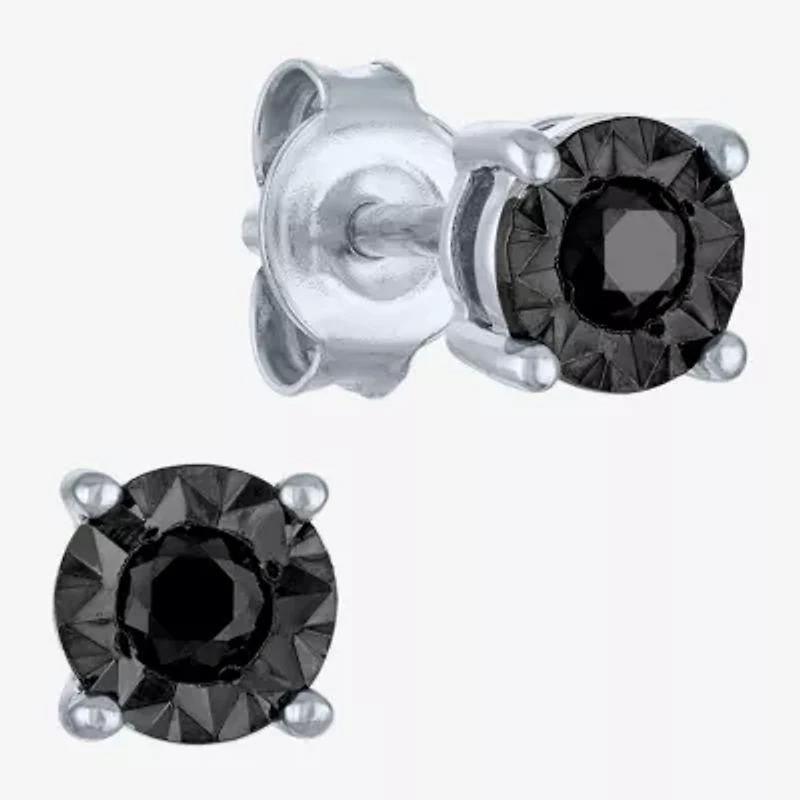1/4 CT. T.W. Natural Black Diamond Sterling Silver Round Stud Earrings