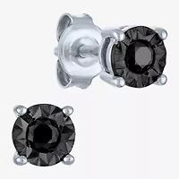1/4 CT. T.W. Natural Black Diamond Sterling Silver Round Stud Earrings