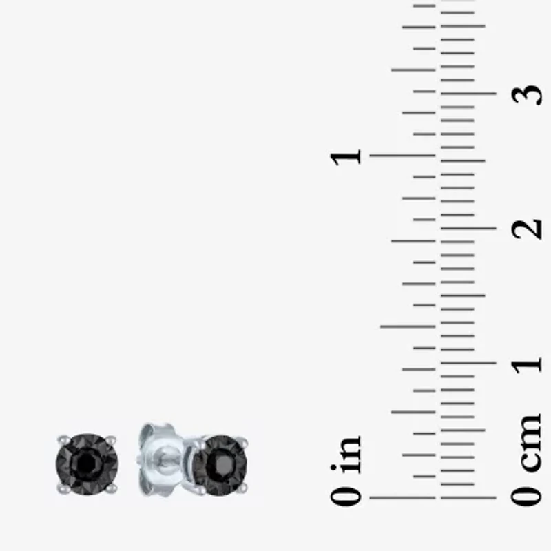 1/4 CT. T.W. Natural Black Diamond Sterling Silver Round Stud Earrings