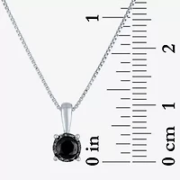 Womens 1/4 CT. Natural Black Diamond Sterling Silver Round 18 Inch Pendant Necklace