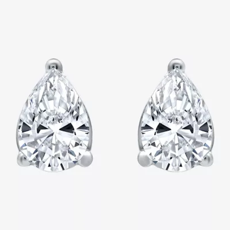 Ever Star (H-I / Si2-I1) 1 CT. T.W. Lab Grown White Diamond 10K White Gold Pear Stud Earrings