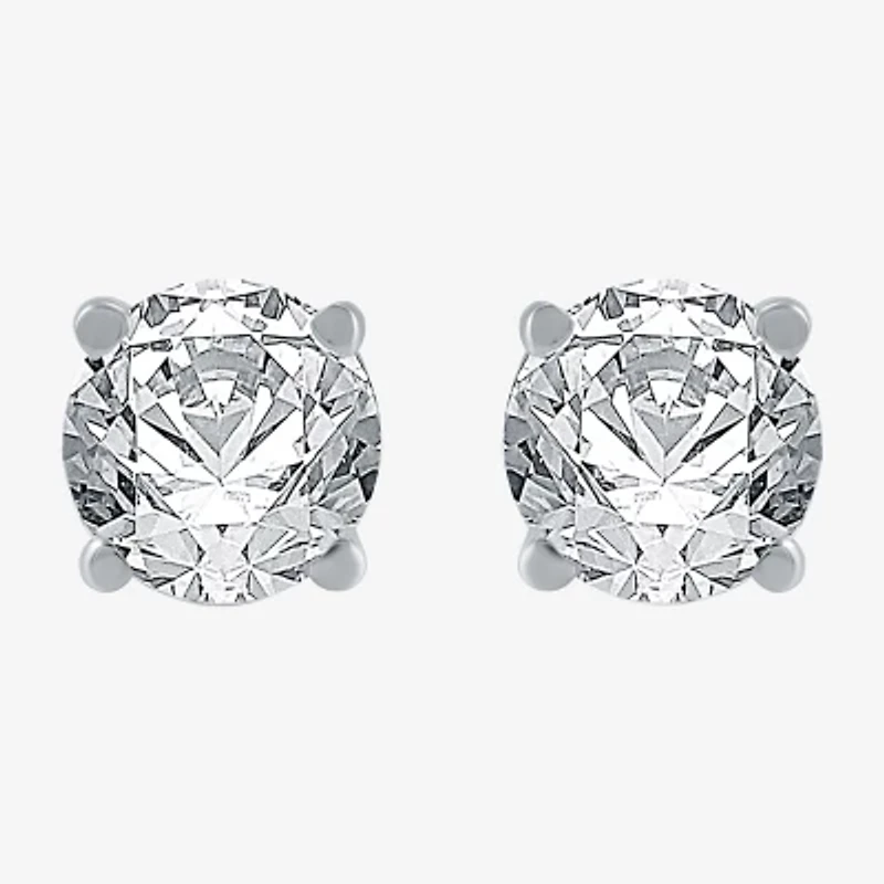 7/8 CT. T.W. Natural White Diamond 10K Gold Round Stud Earrings