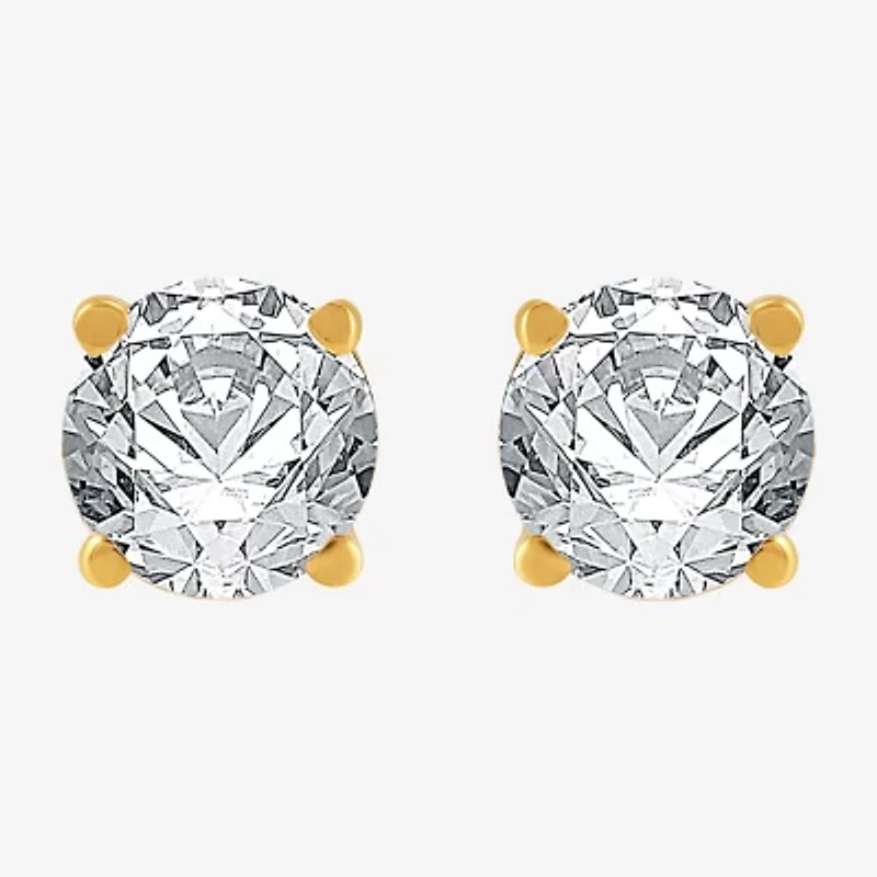 7/8 CT. T.W. Natural White Diamond 10K Gold Round Stud Earrings
