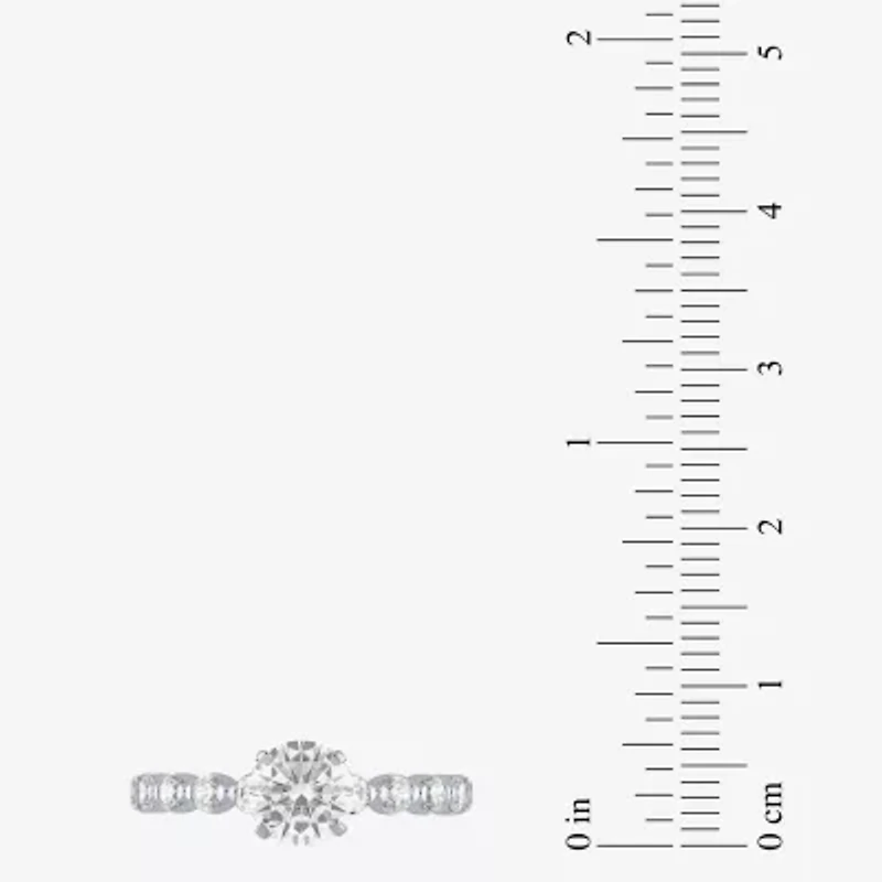 (G / Si2) Womens 2 CT. T.W. Lab Grown White Diamond 10K Gold Round Side Stone Bridal Set