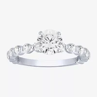 (G / Si2) Womens 2 CT. T.W. Lab Grown White Diamond 10K Gold Round Side Stone Bridal Set