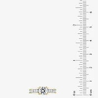 (G / Si2) Womens 2 CT. T.W. Lab Grown White Diamond 10K Gold Round Side Stone Bridal Set