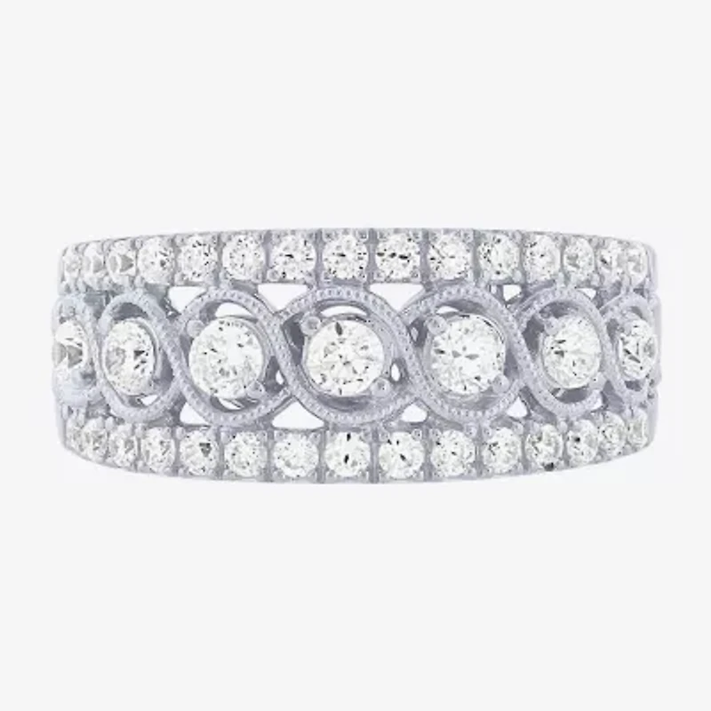 (G / Si2) Womens 9M 1 CT. T.W. Lab Grown White Diamond 10K Gold Anniversary Band