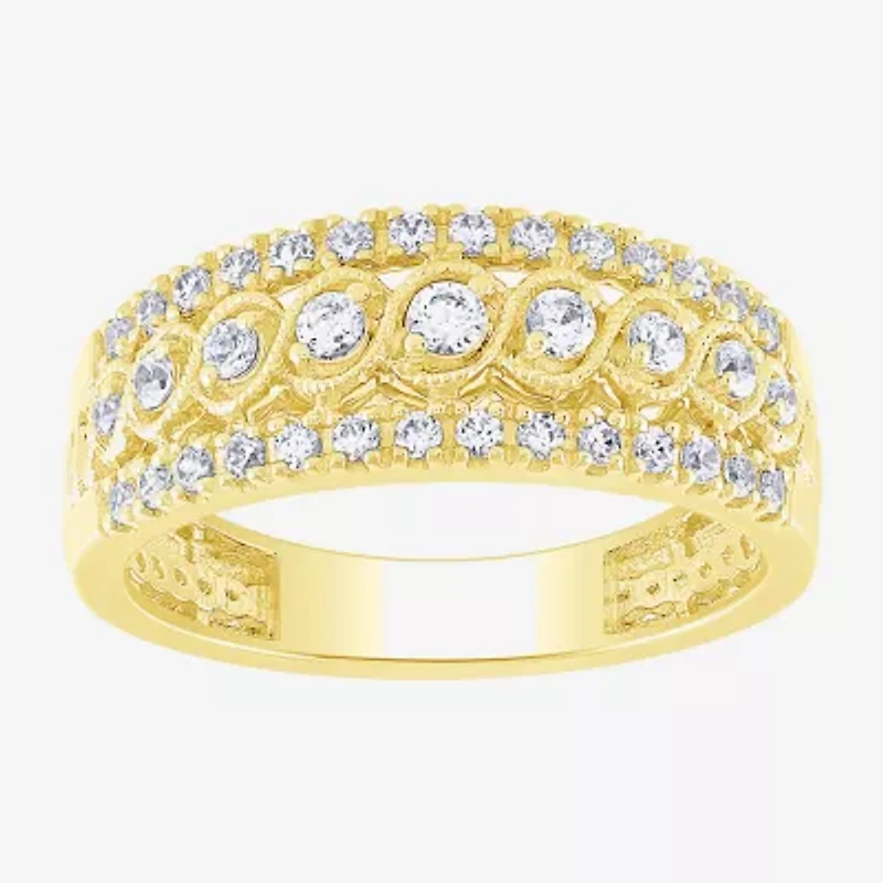 (G / Si2) Womens 7.5MM 1/2 CT. T.W. Lab Grown White Diamond 10K Gold Anniversary Band