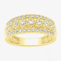 (G / Si2) Womens 7.5MM 1/2 CT. T.W. Lab Grown White Diamond 10K Gold Anniversary Band