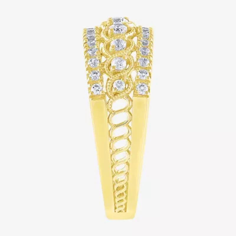 (G / Si2) Womens 7.5MM 1/2 CT. T.W. Lab Grown White Diamond 10K Gold Anniversary Band