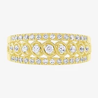 (G / Si2) Womens 7.5MM 1/2 CT. T.W. Lab Grown White Diamond 10K Gold Anniversary Band