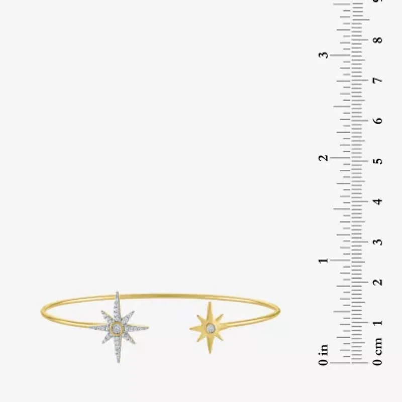 Diamond Addiction (G-H / I1-I2) North Star Womens 1/10 CT. T.W. White Diamond 14K Gold Over Silver Sterling Silver Cuff Bracelet